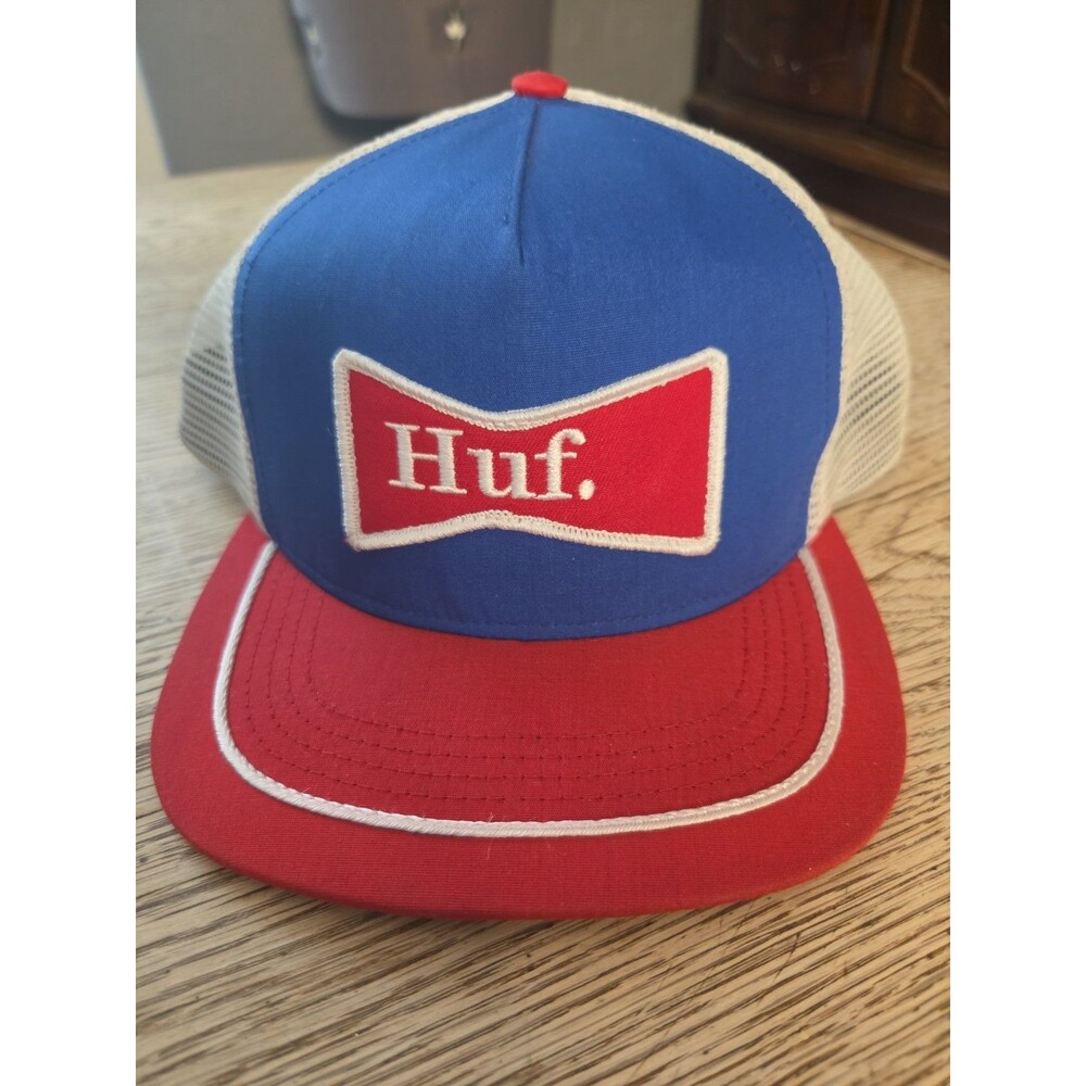 HUF Bow Tie Trucker Cap Royal Blue Red Mesh Skate Streetwear Retro Hat Snapback